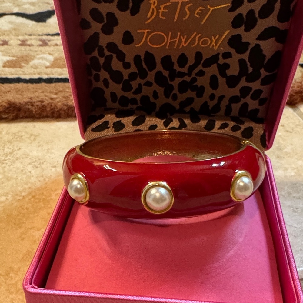 Betsey Johnson Red Bracelet with Pearl Accents
